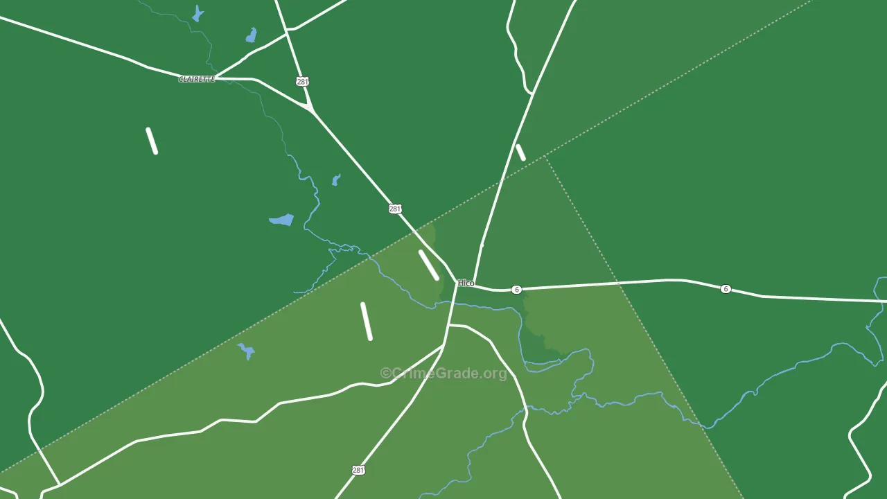 76457, TX Map of Vehicle Theft Rates