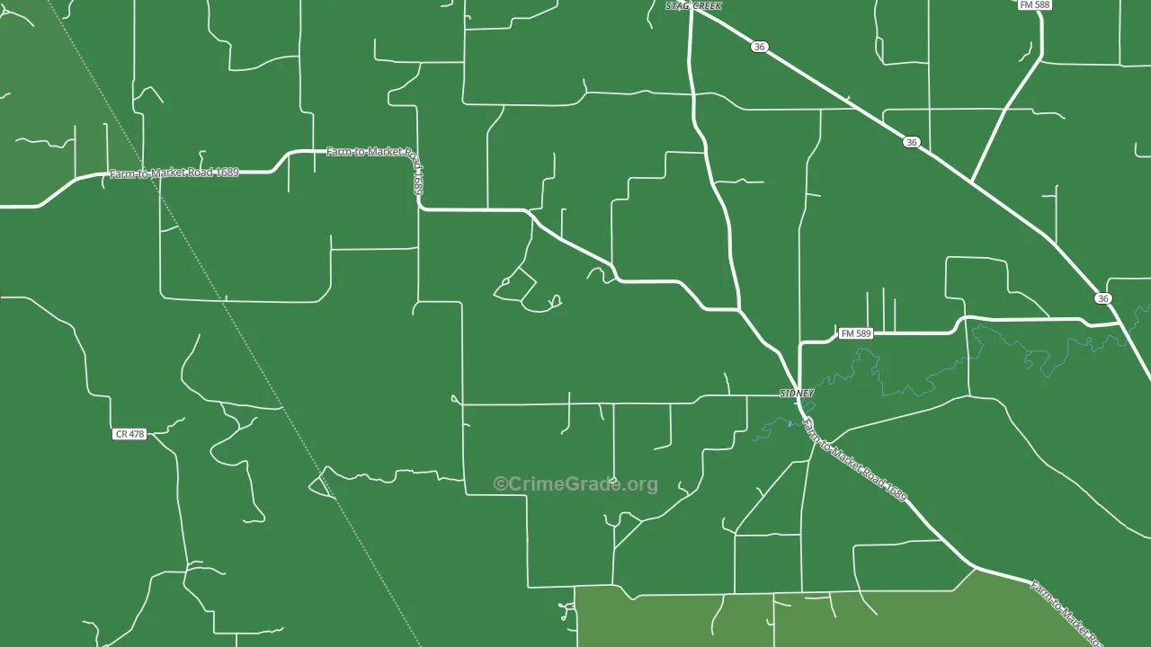 76474, TX Map of Vehicle Theft Rates