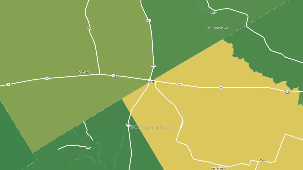 76525, TX Map of Vehicle Theft Rates