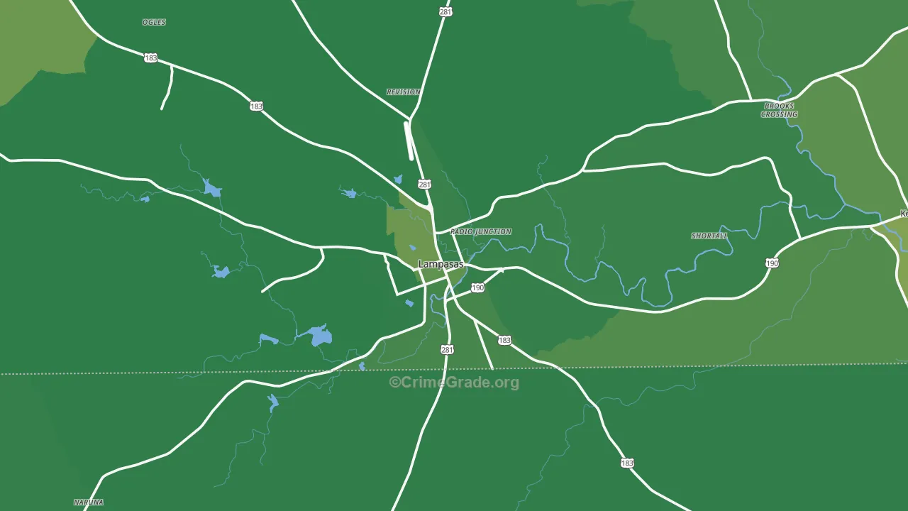 76550, TX Map of Vehicle Theft Rates