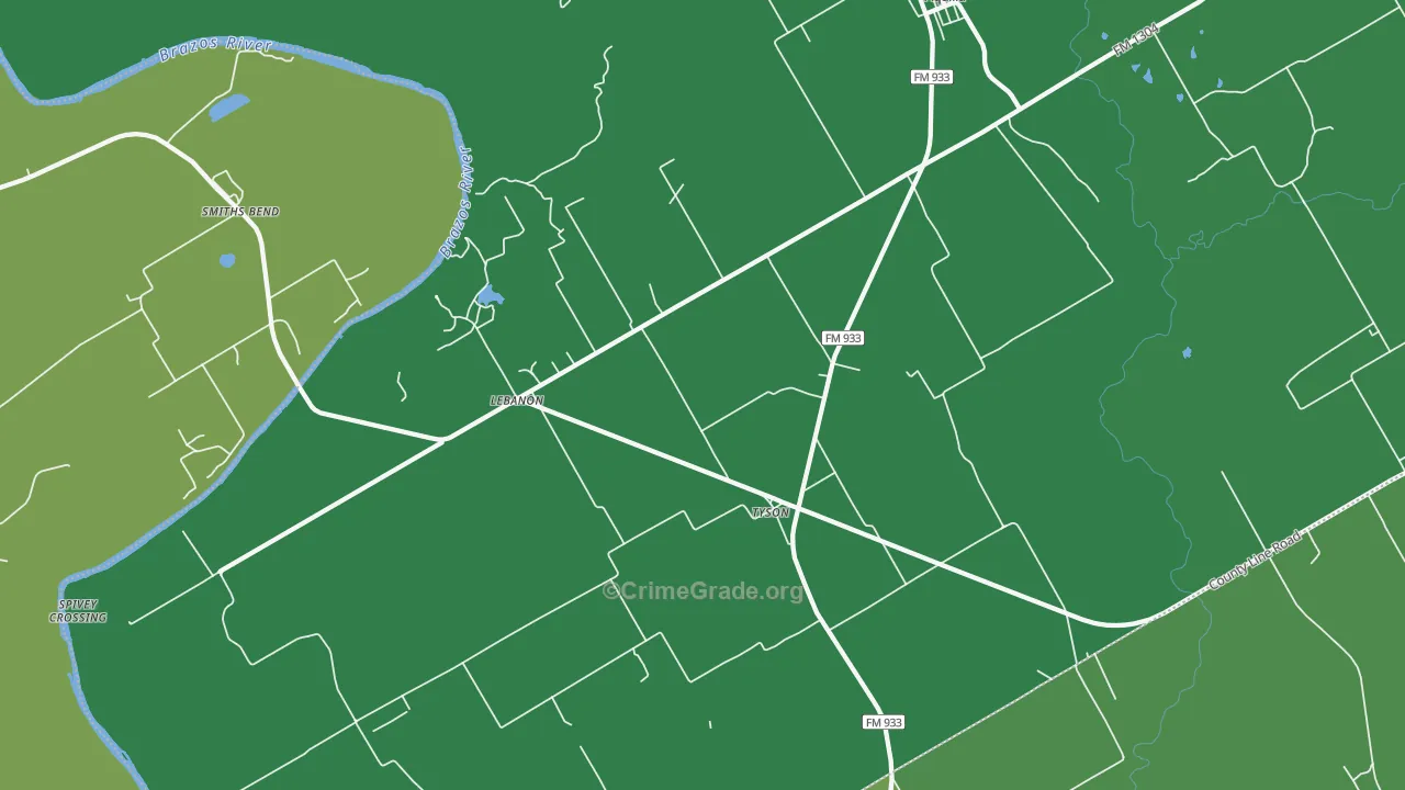 76622, TX Map of Vehicle Theft Rates