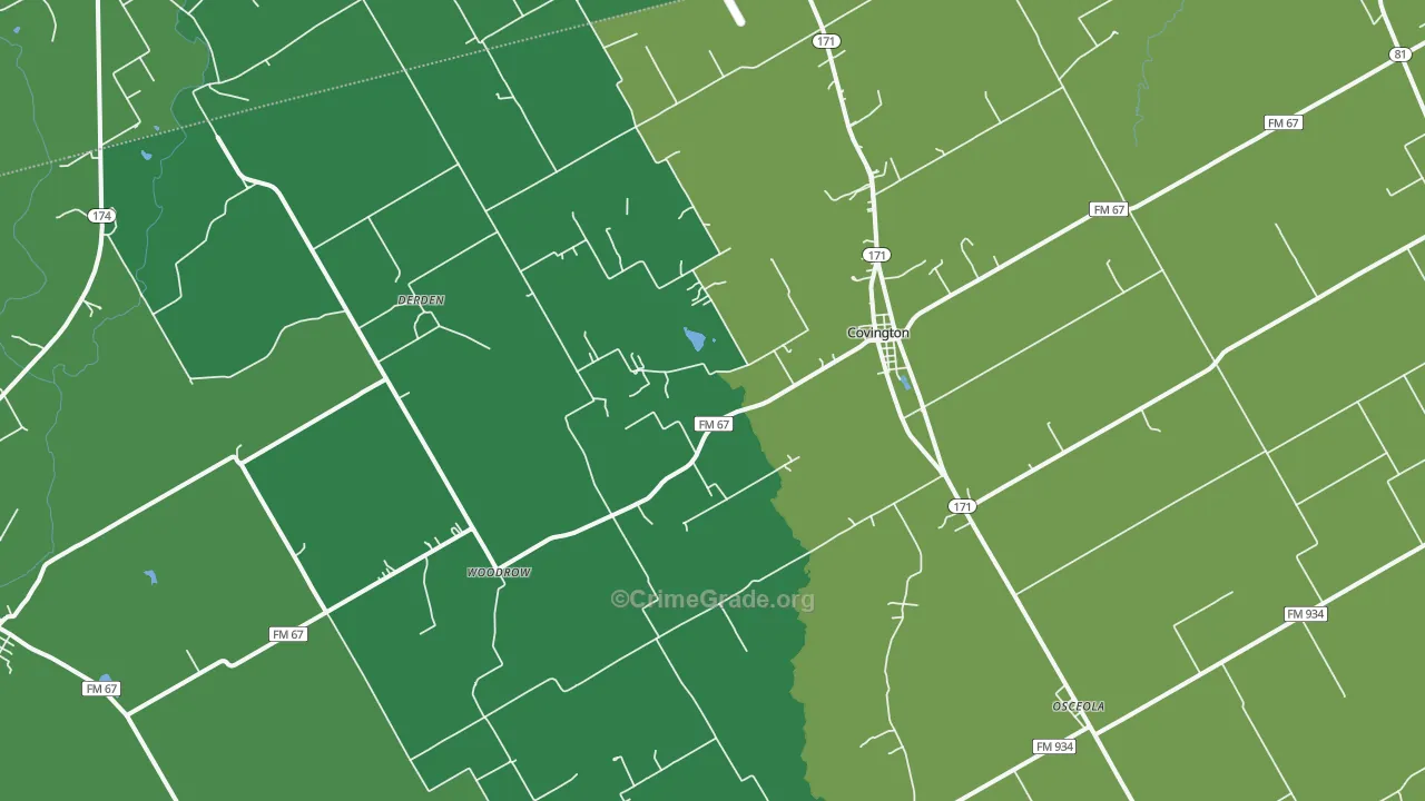 76636, TX Map of Vehicle Theft Rates