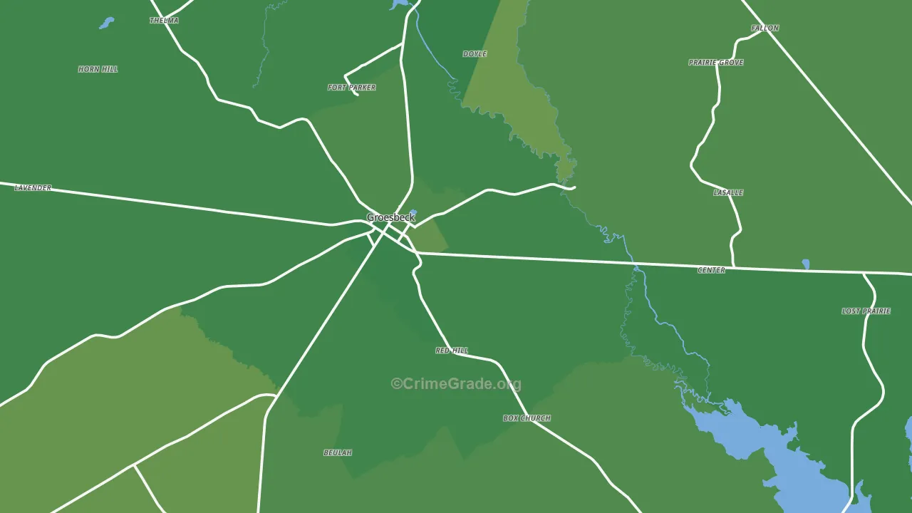 76642, TX Map of Vehicle Theft Rates