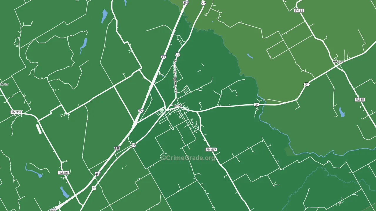 76651, TX Map of Vehicle Theft Rates