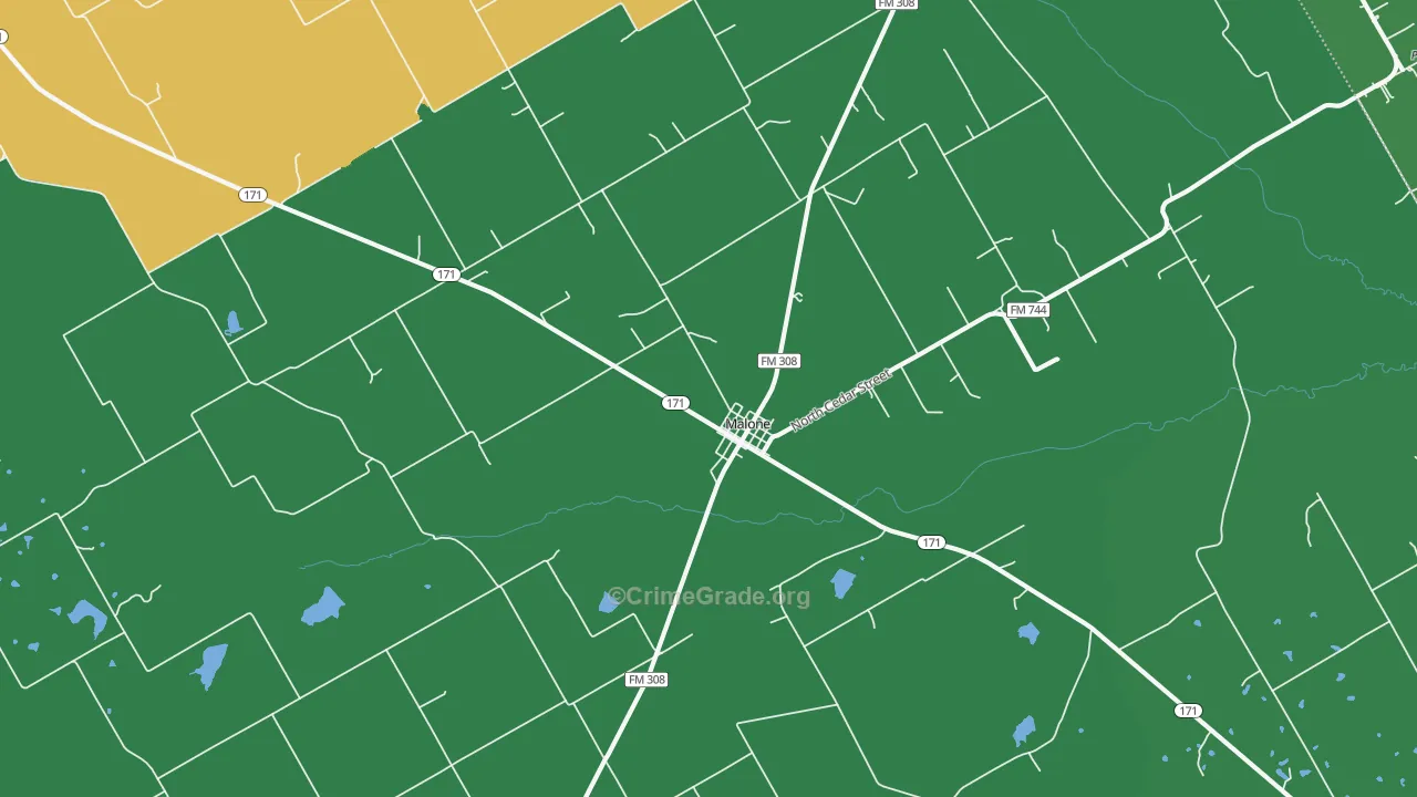 76660, TX Map of Vehicle Theft Rates