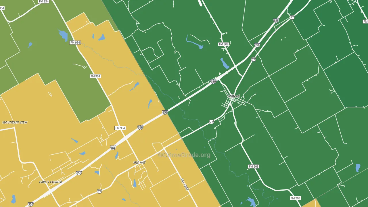 76670, TX Map of Vehicle Theft Rates