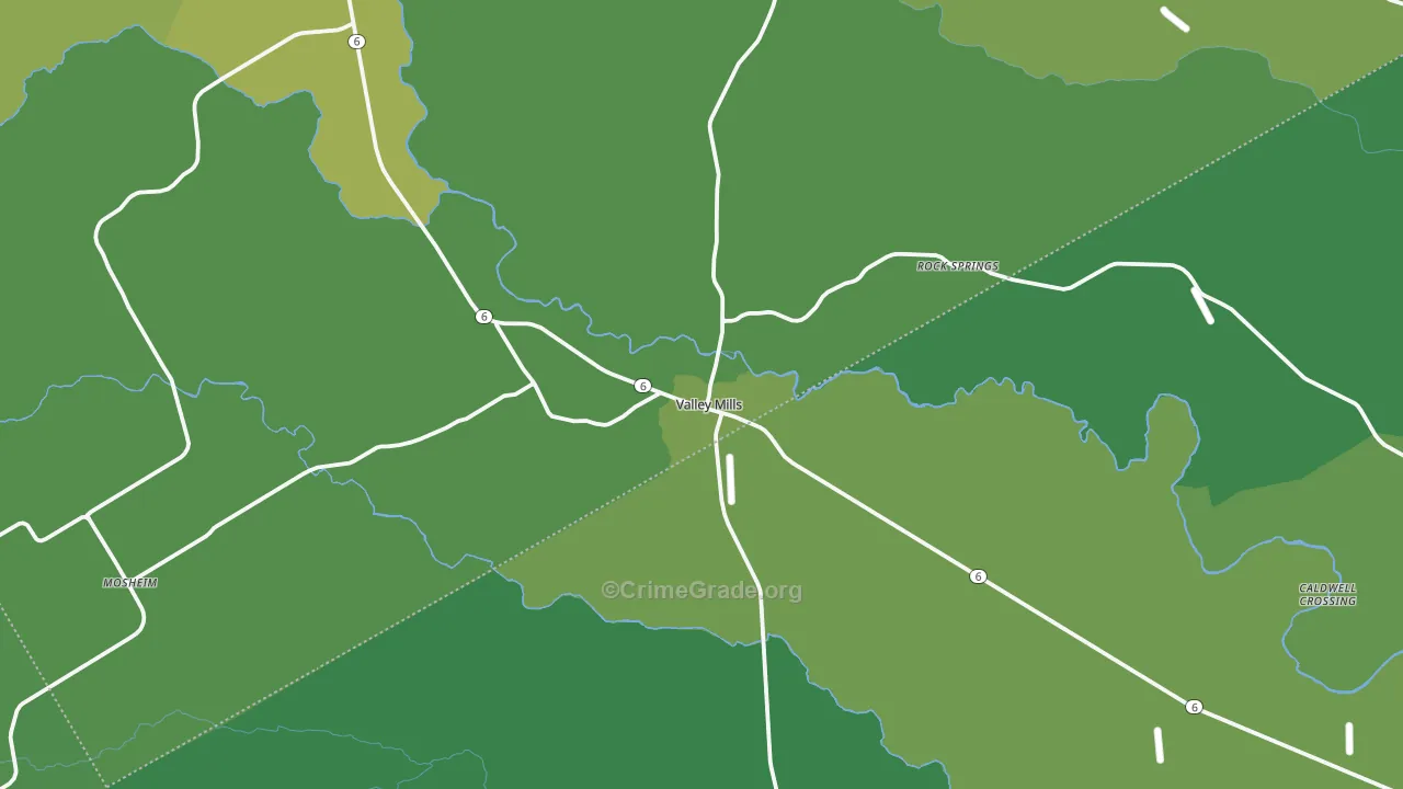 76689, TX Map of Vehicle Theft Rates