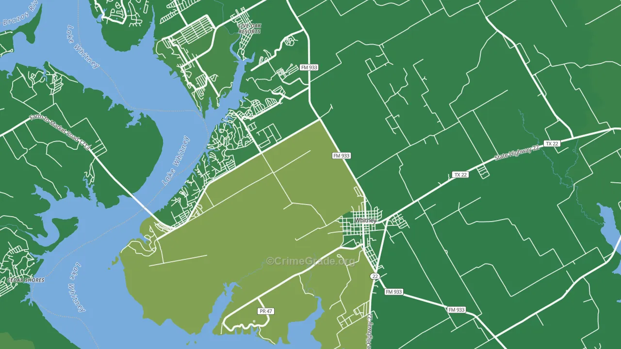 76692, TX Map of Vehicle Theft Rates