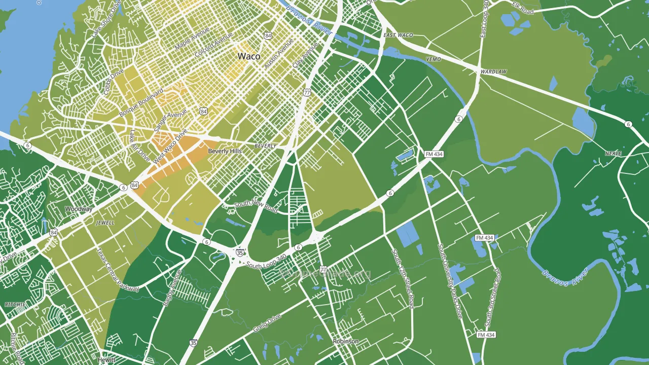 76706, TX Map of Vehicle Theft Rates