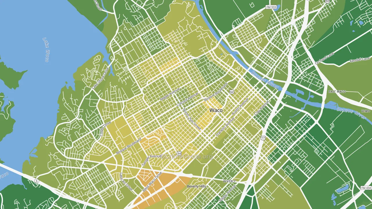 76707, TX Map of Vehicle Theft Rates