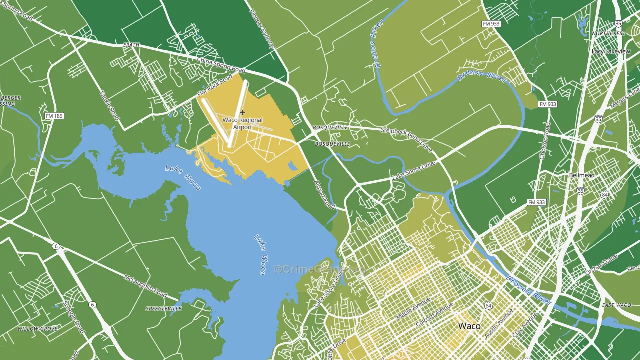 76708, TX Map of Vehicle Theft Rates