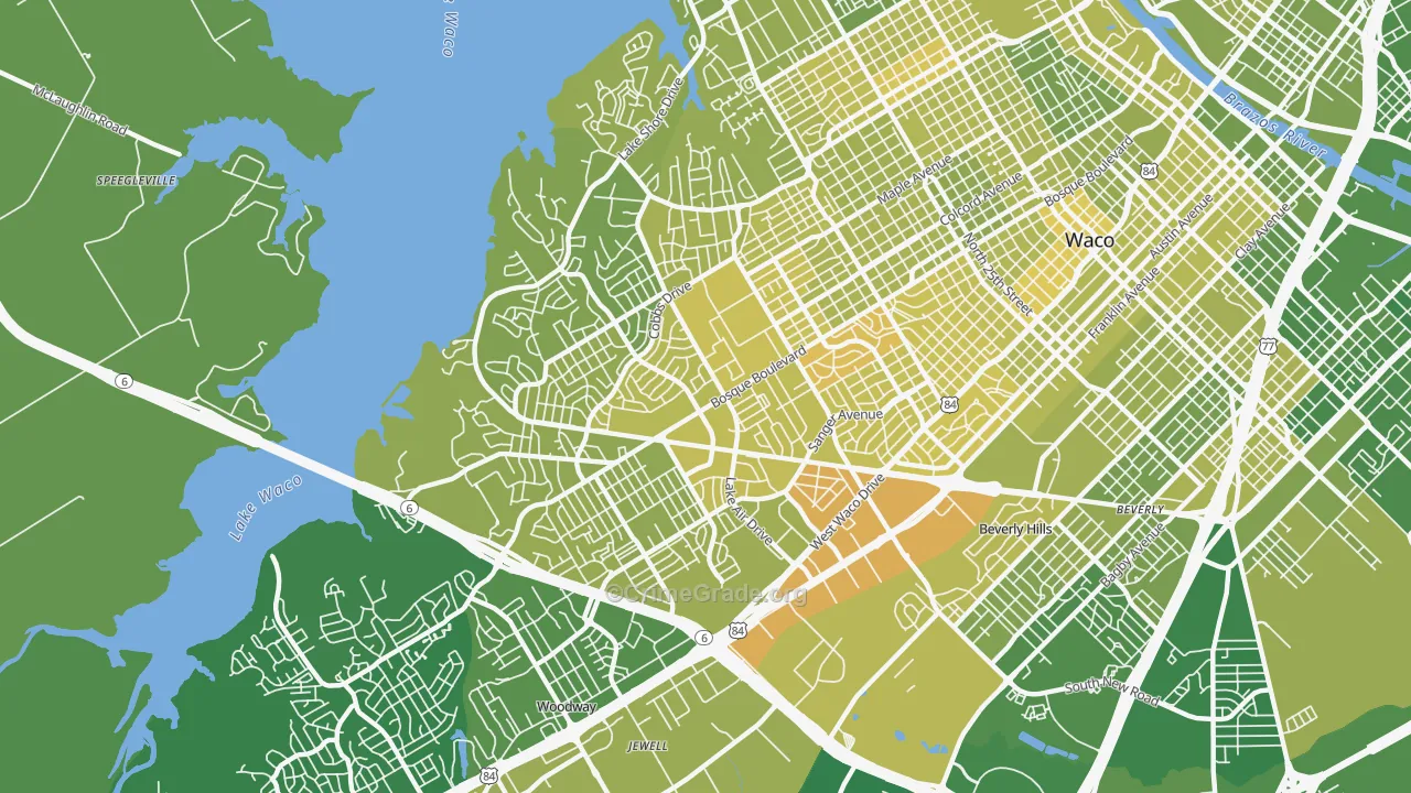76710, TX Map of Vehicle Theft Rates
