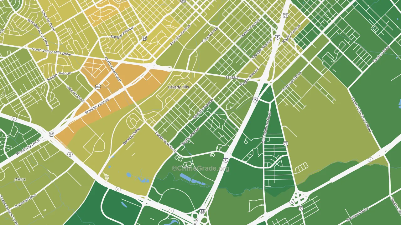 76711, TX Map of Vehicle Theft Rates
