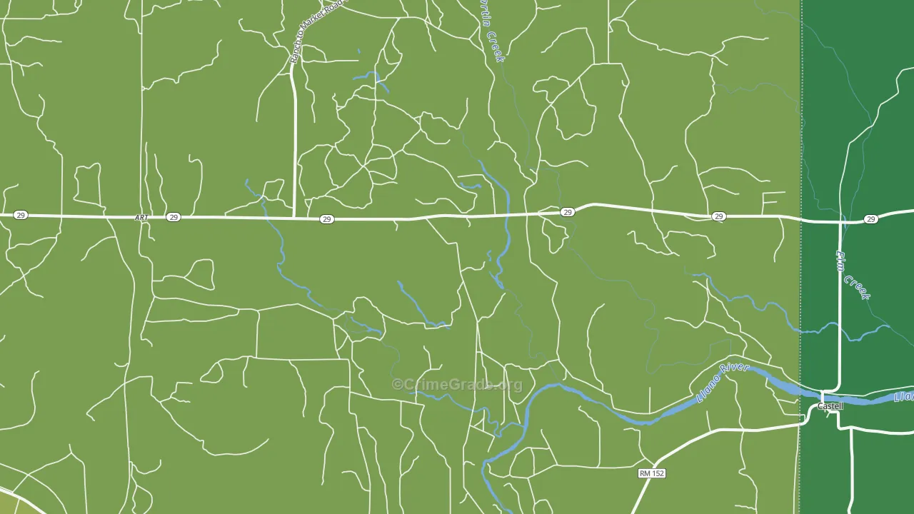 76820, TX Map of Vehicle Theft Rates