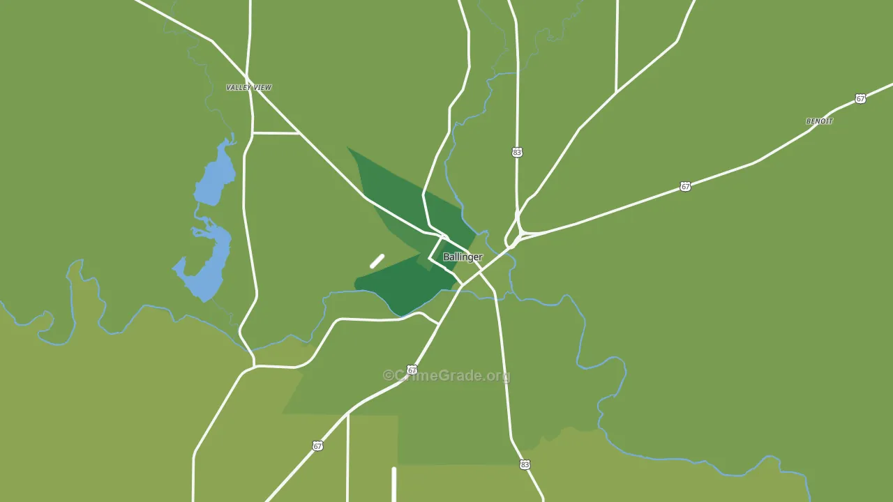 76821, TX Map of Vehicle Theft Rates