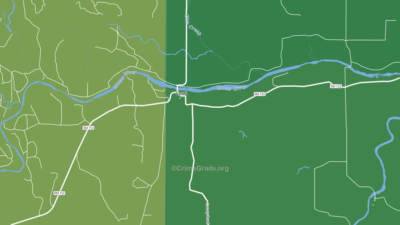 76831, TX Map of Vehicle Theft Rates