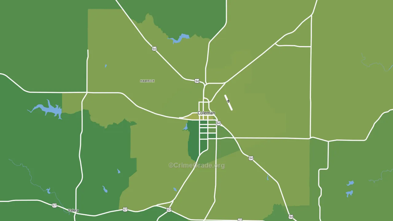 76834, TX Map of Vehicle Theft Rates