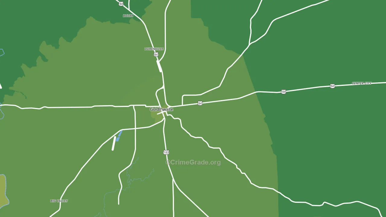 76844, TX Map of Vehicle Theft Rates