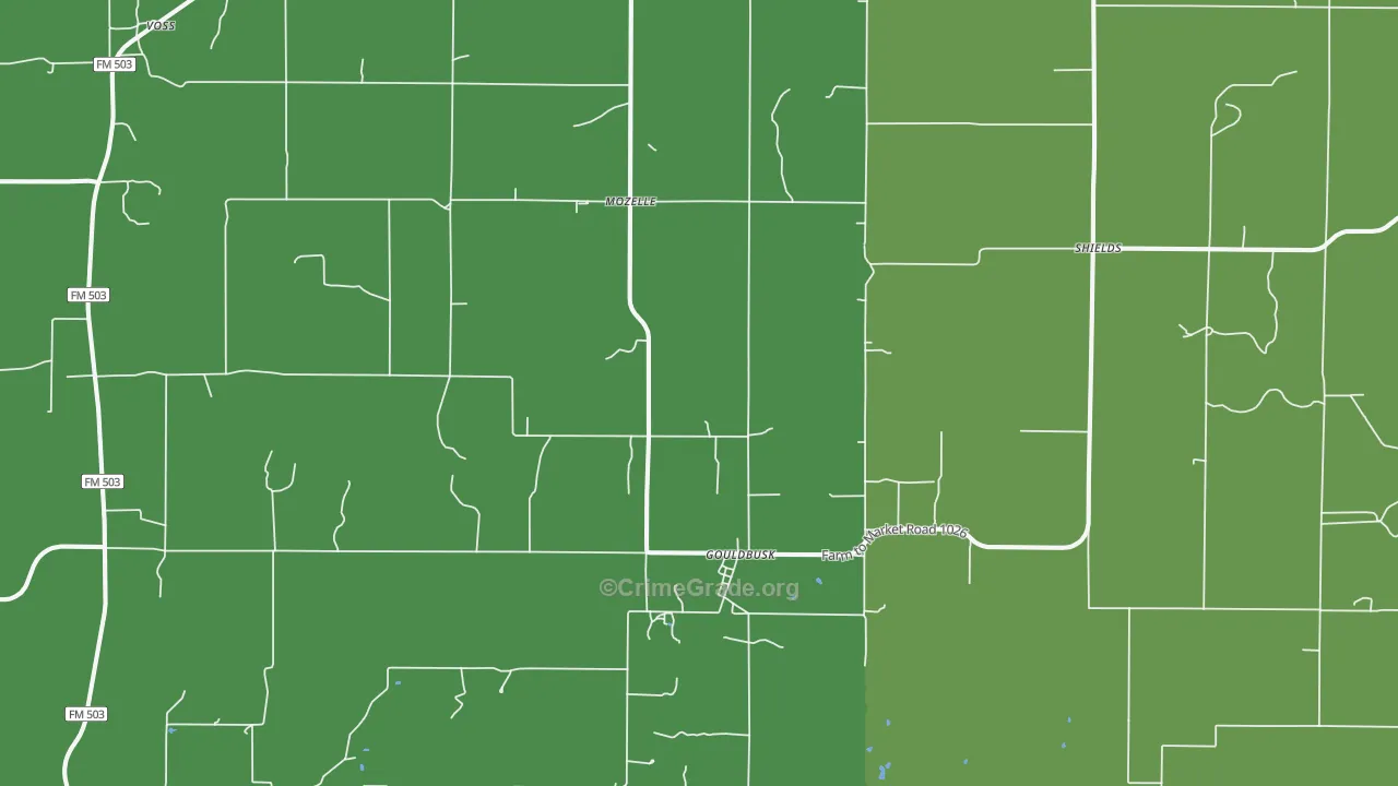 76845, TX Map of Vehicle Theft Rates