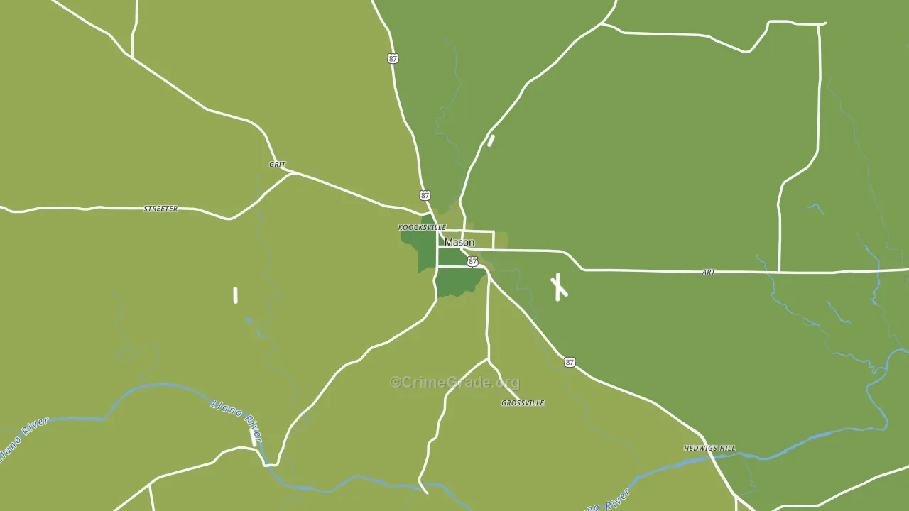 76856, TX Map of Vehicle Theft Rates