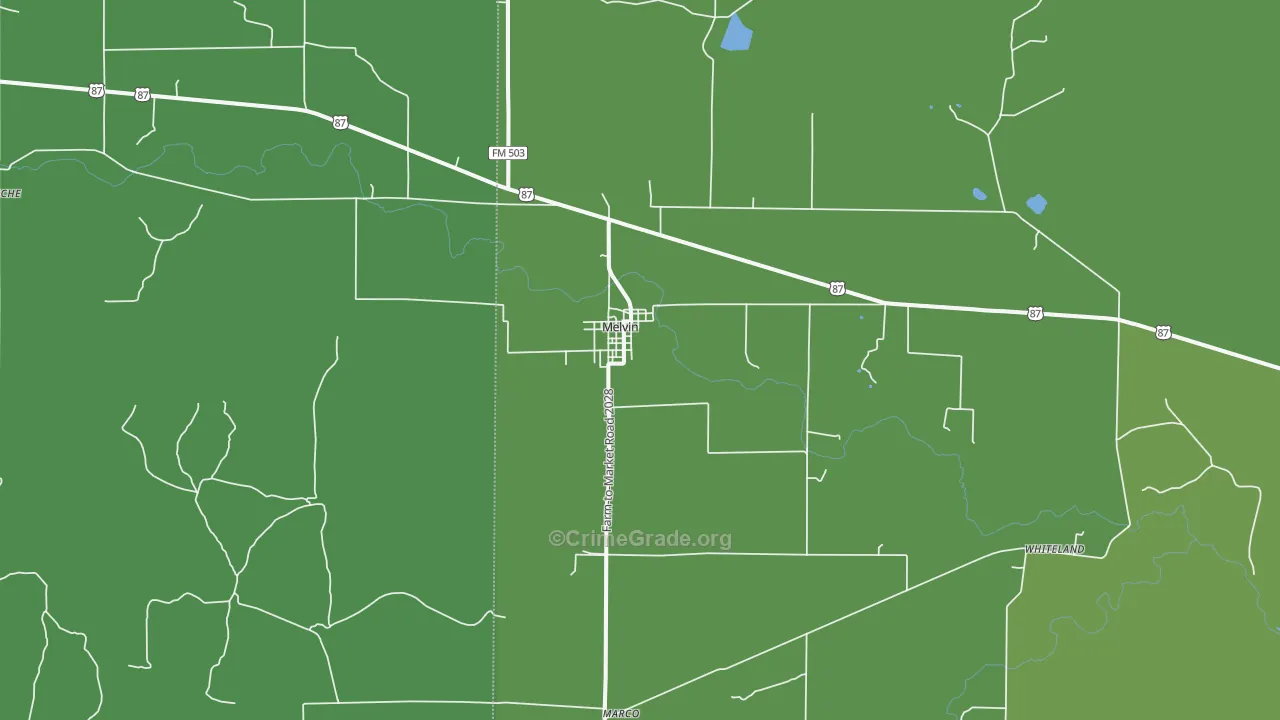 76858, TX Map of Vehicle Theft Rates