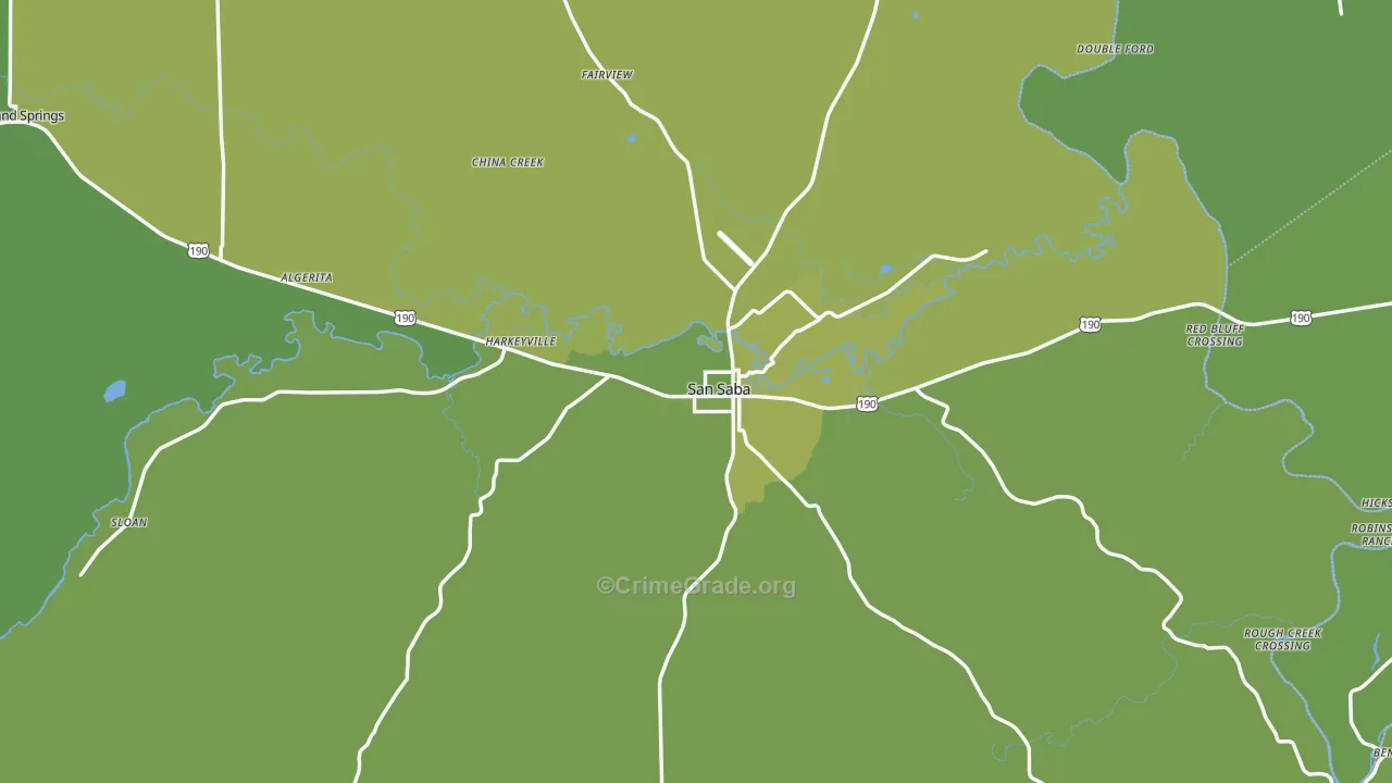 76877, TX Map of Vehicle Theft Rates