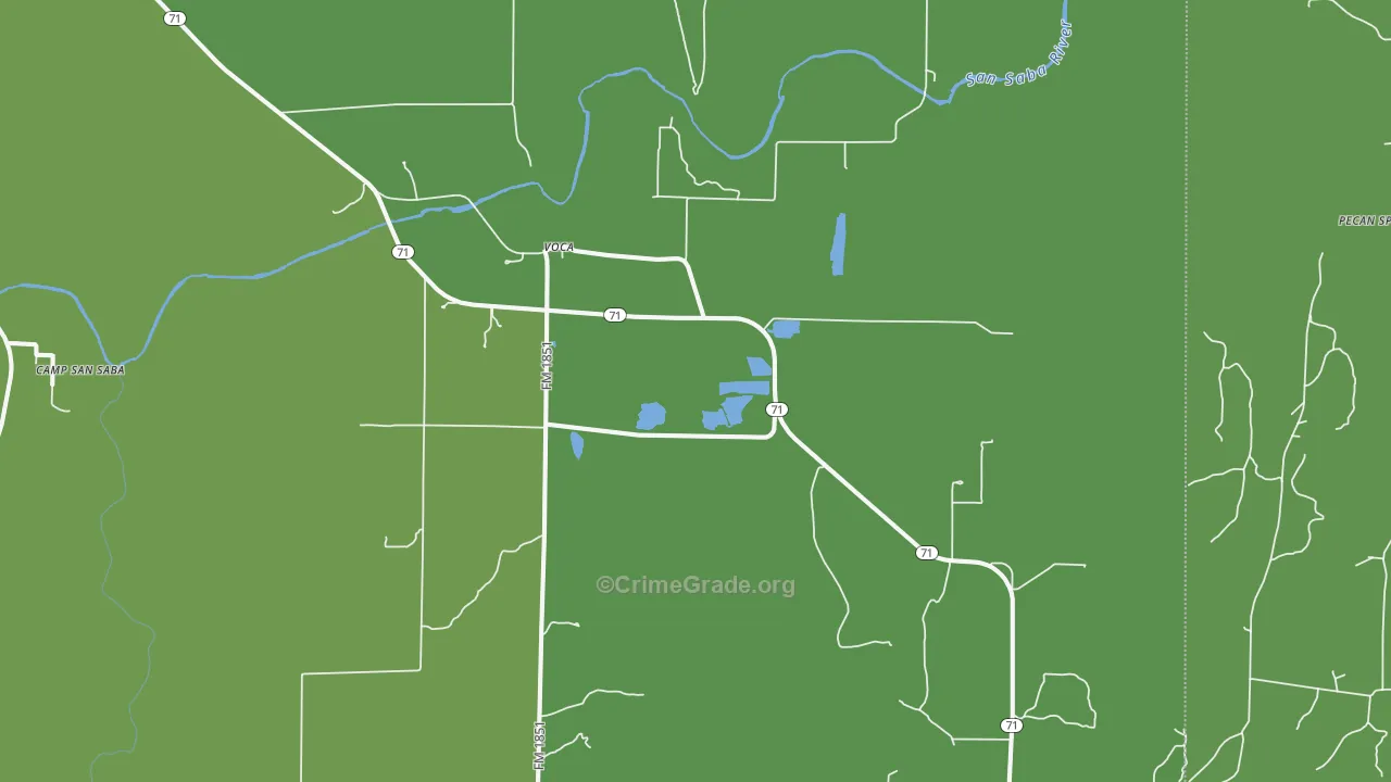 76887, TX Map of Vehicle Theft Rates