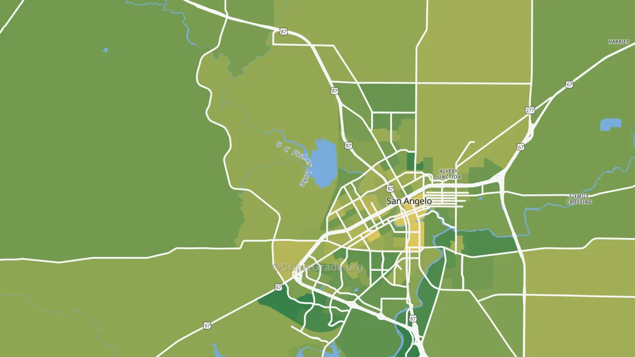 76901, TX Map of Vehicle Theft Rates