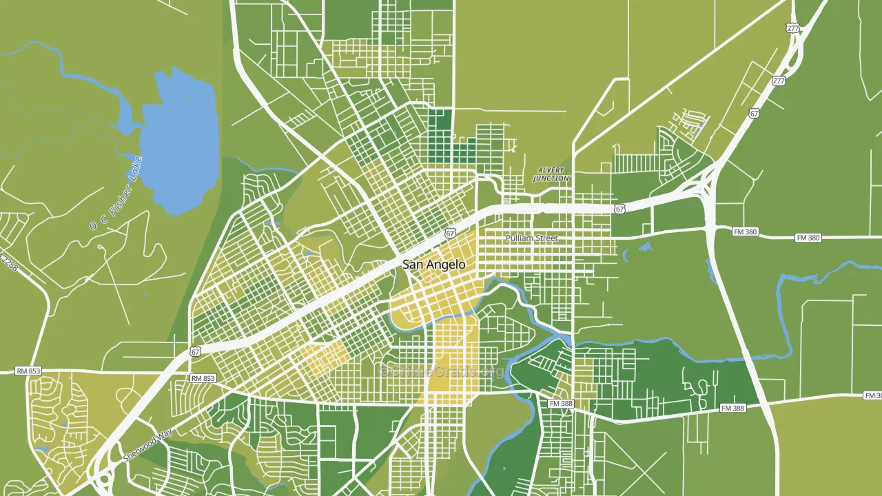 76903, TX Map of Vehicle Theft Rates