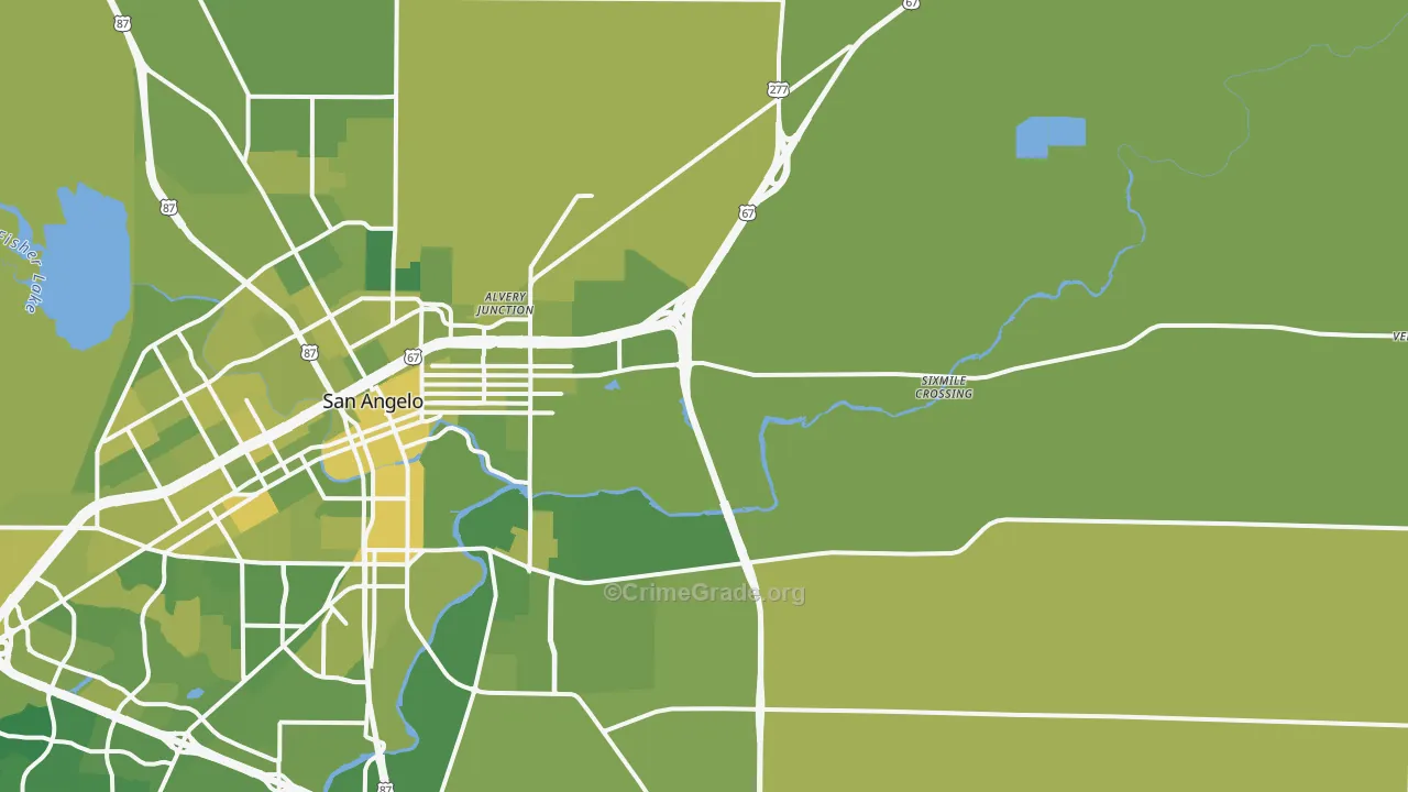 76905, TX Map of Vehicle Theft Rates