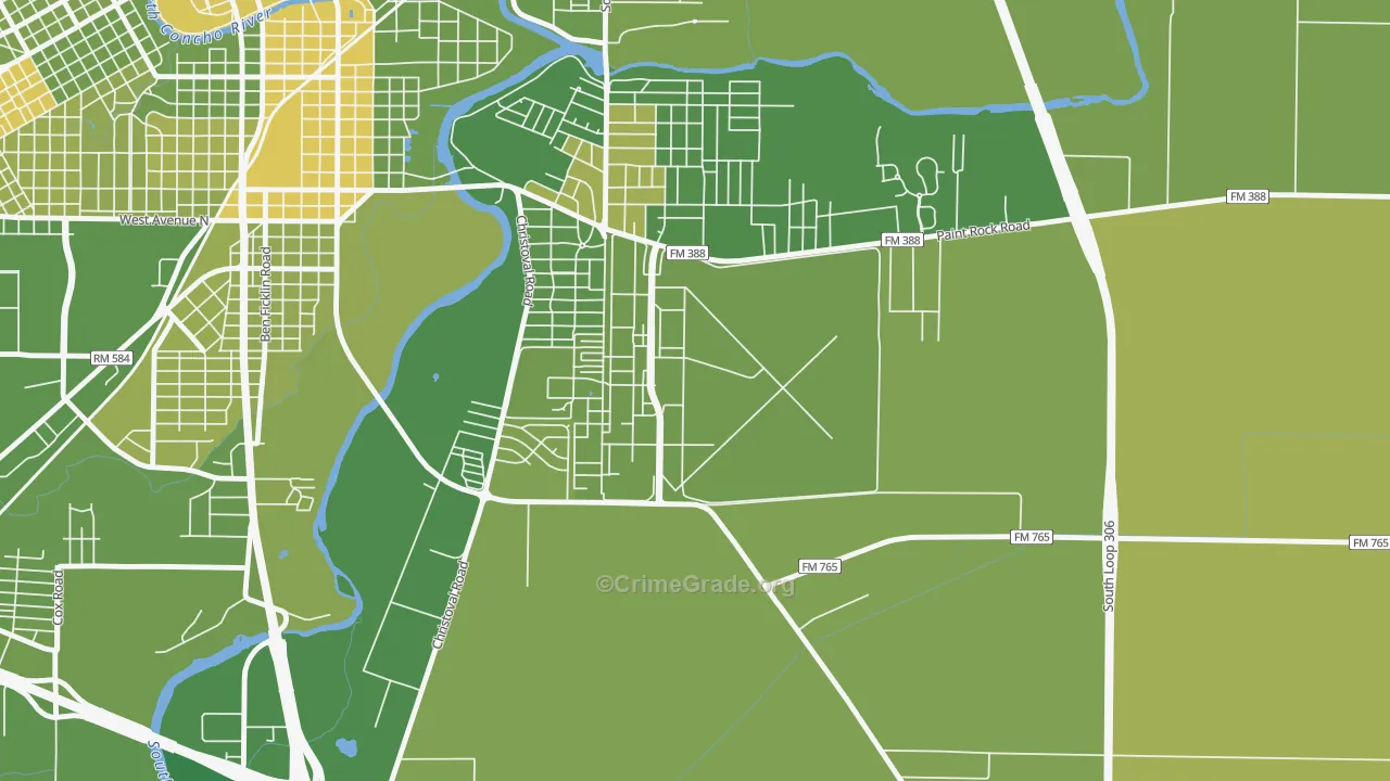 76908, TX Map of Vehicle Theft Rates