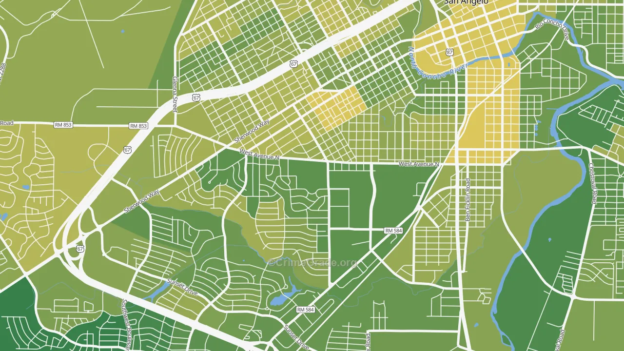 76909, TX Map of Vehicle Theft Rates