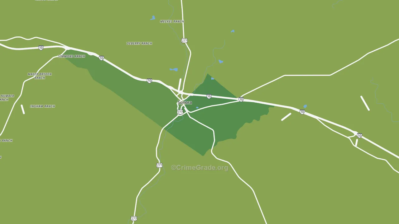 76950, TX Map of Vehicle Theft Rates