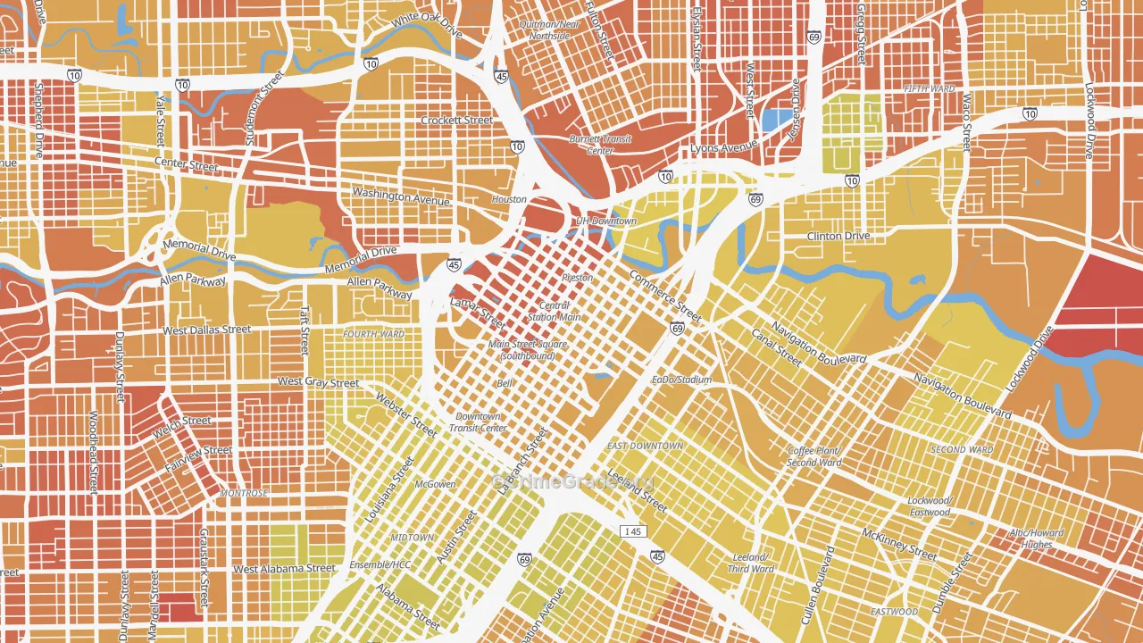 77002, TX Map of Vehicle Theft Rates