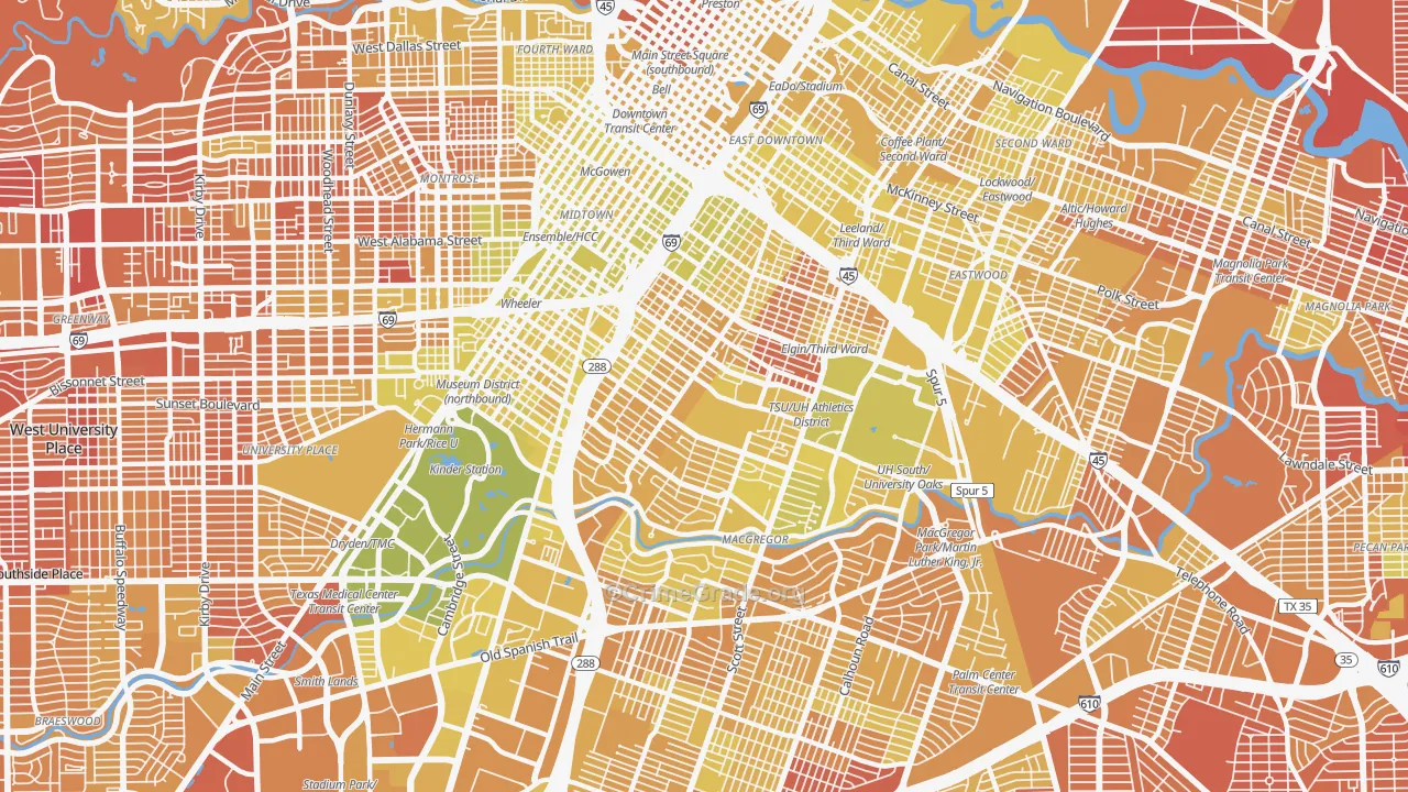 77004, TX Map of Vehicle Theft Rates