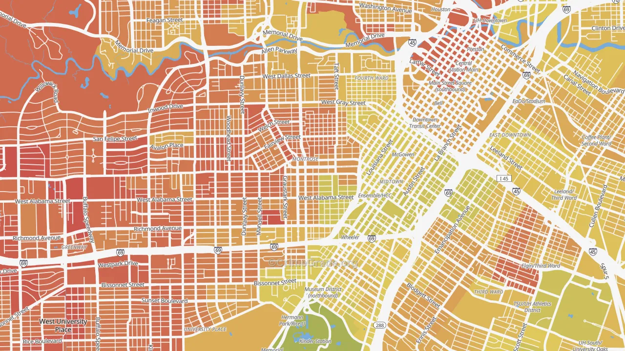 77006, TX Map of Vehicle Theft Rates