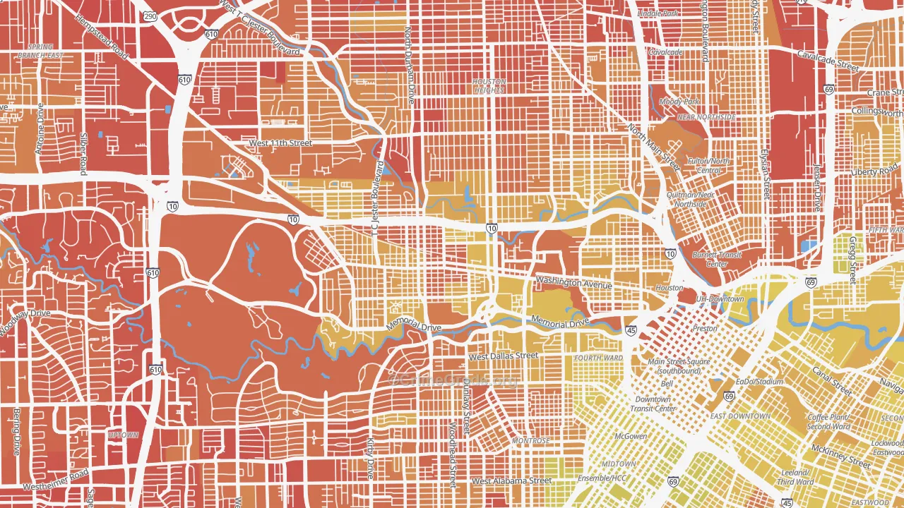 77007, TX Map of Vehicle Theft Rates