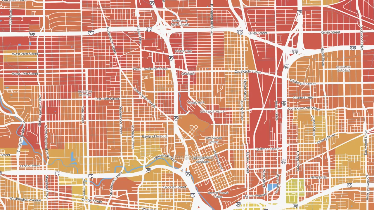 77009, TX Map of Vehicle Theft Rates