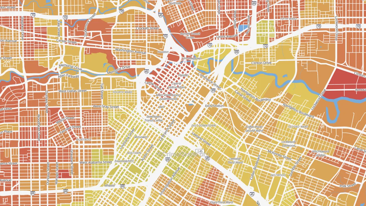 77010, TX Map of Vehicle Theft Rates