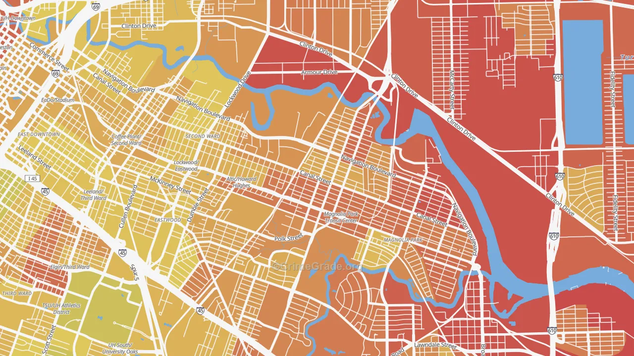 77011, TX Map of Vehicle Theft Rates