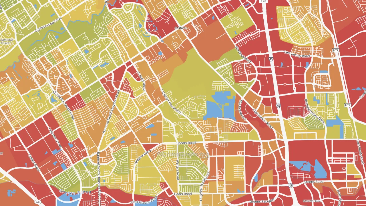 77014, TX Map of Vehicle Theft Rates