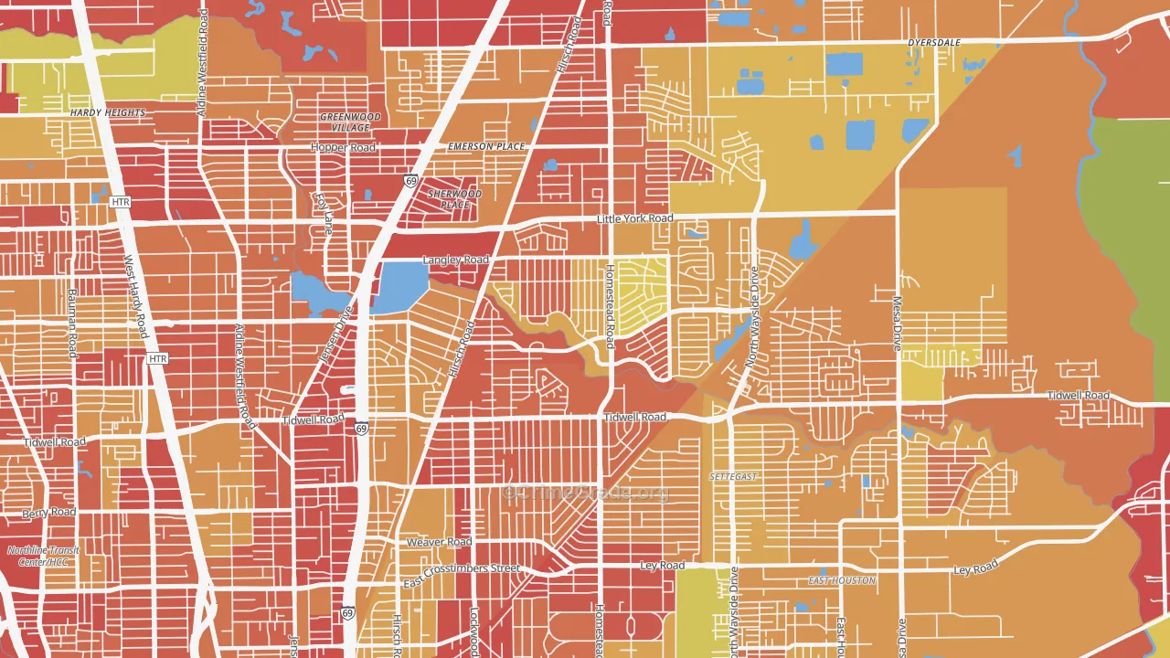 77016, TX Map of Vehicle Theft Rates