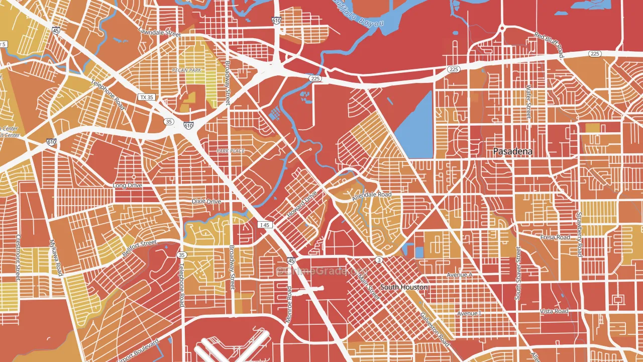 77017, TX Map of Vehicle Theft Rates