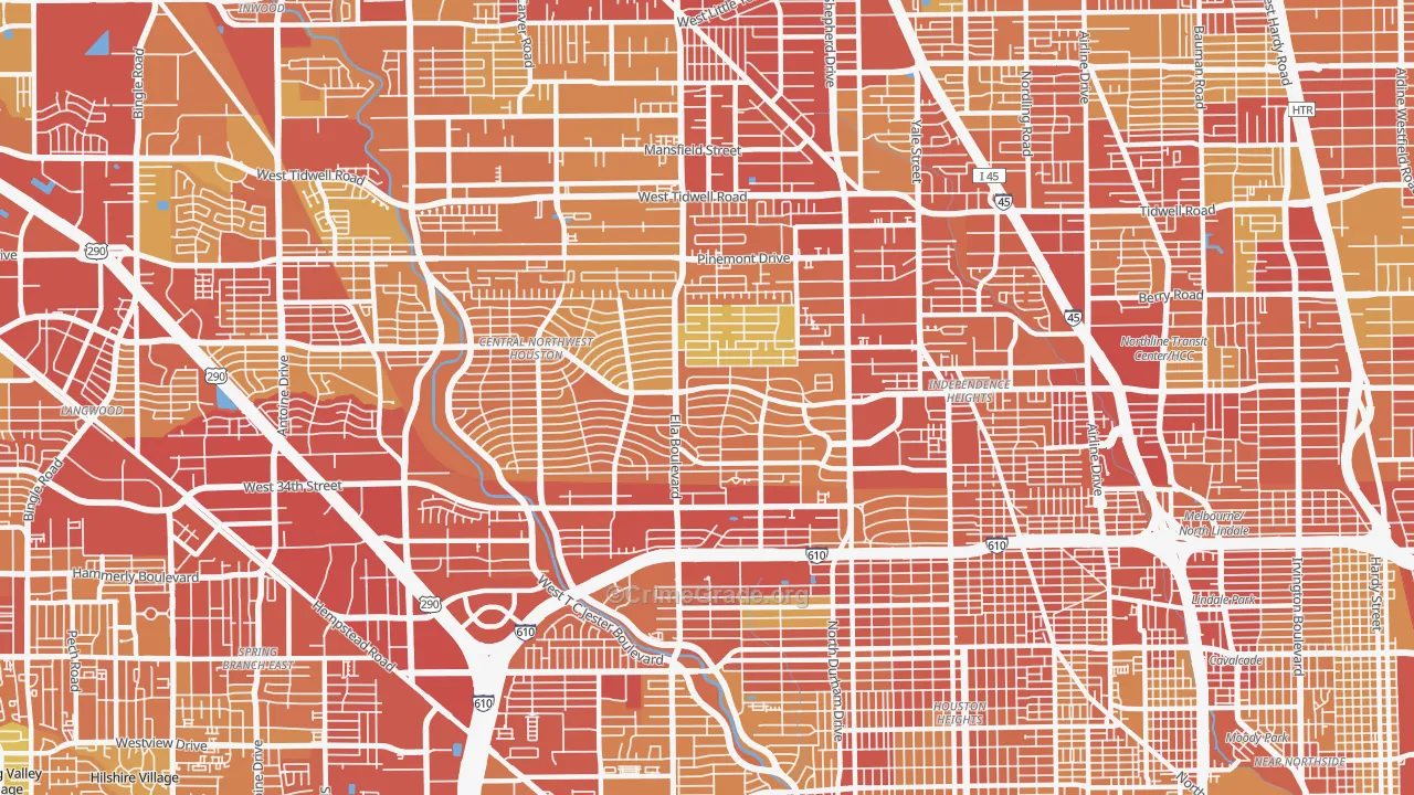 77018, TX Map of Vehicle Theft Rates