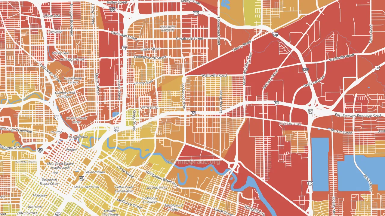 77020, TX Map of Vehicle Theft Rates