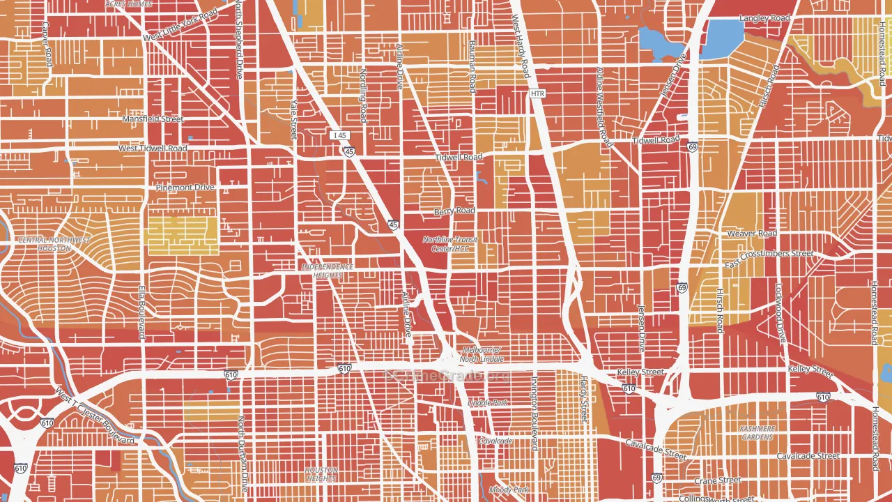 77022, TX Map of Vehicle Theft Rates