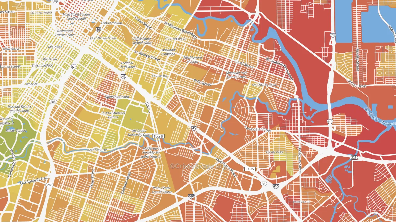 77023, TX Map of Vehicle Theft Rates