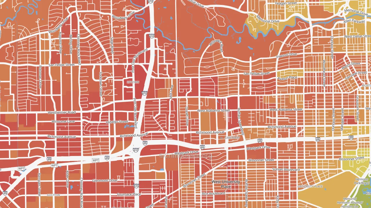 77027, TX Map of Vehicle Theft Rates