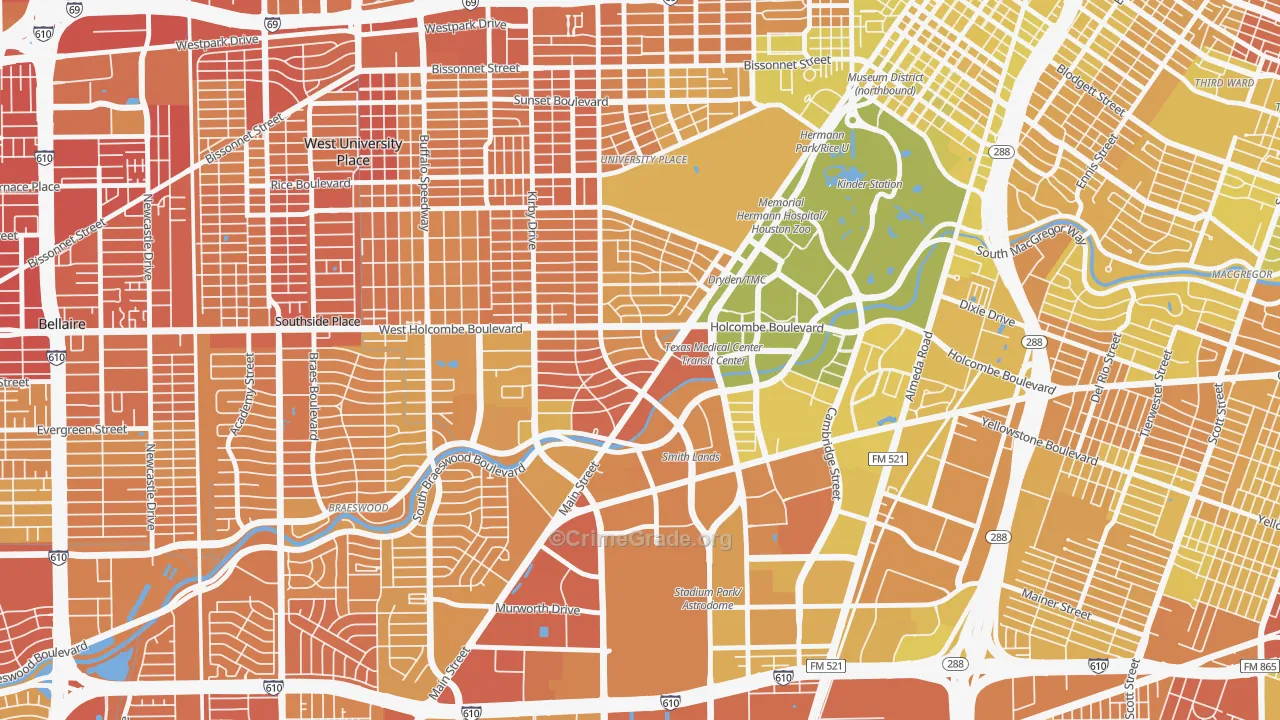 77030, TX Map of Vehicle Theft Rates