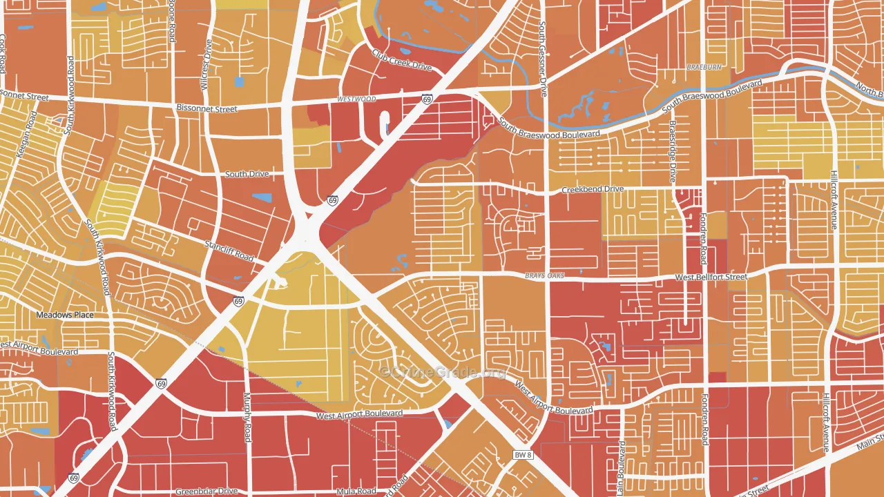 77031, TX Map of Vehicle Theft Rates